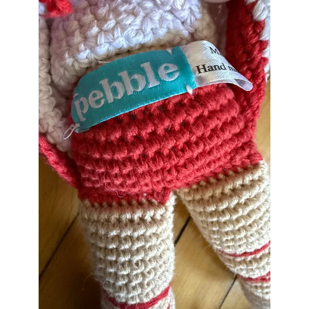 Pebble Child Handmade Crochet Ballerina Doll White Red 100% Cotton Amigurumi 12